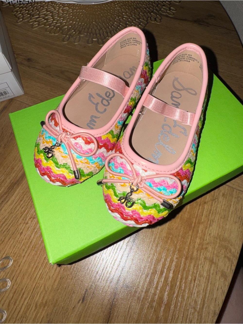 Sam Edelman Pink Rainbow Woven Girls' Mary Janes